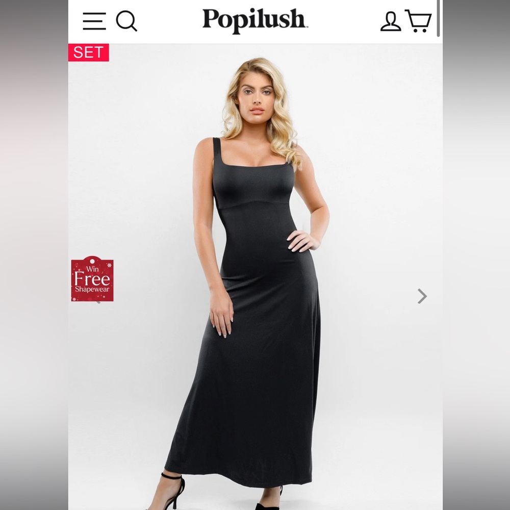 Popilush Shapewear Built-In Tummy Control A-Line Maxi Dress